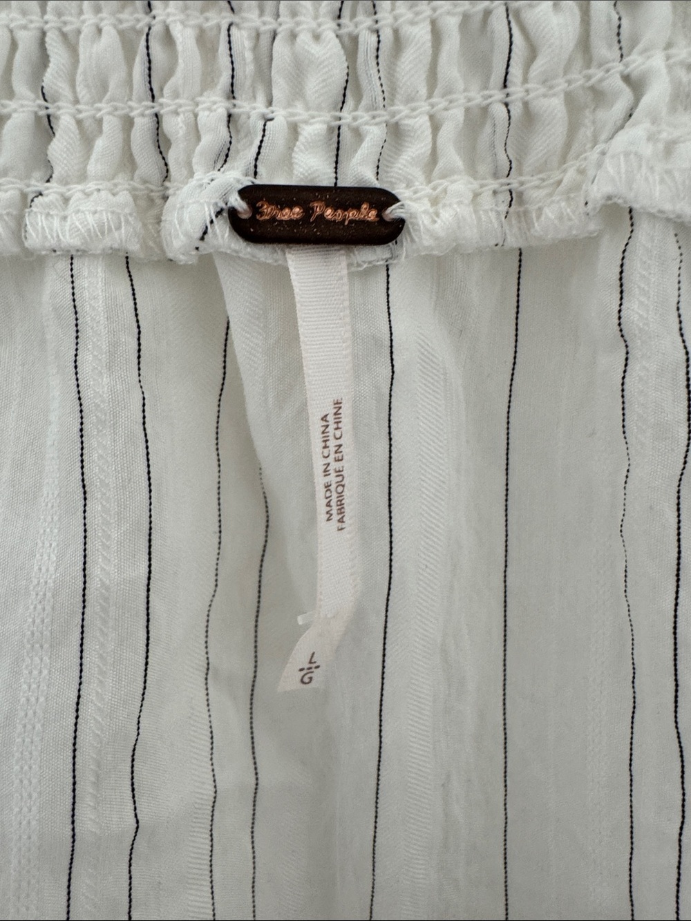 NWT Free People Luna White Pinstripe Button-Front Maxi Top with Puff Shoulders - Picture 3 of 14